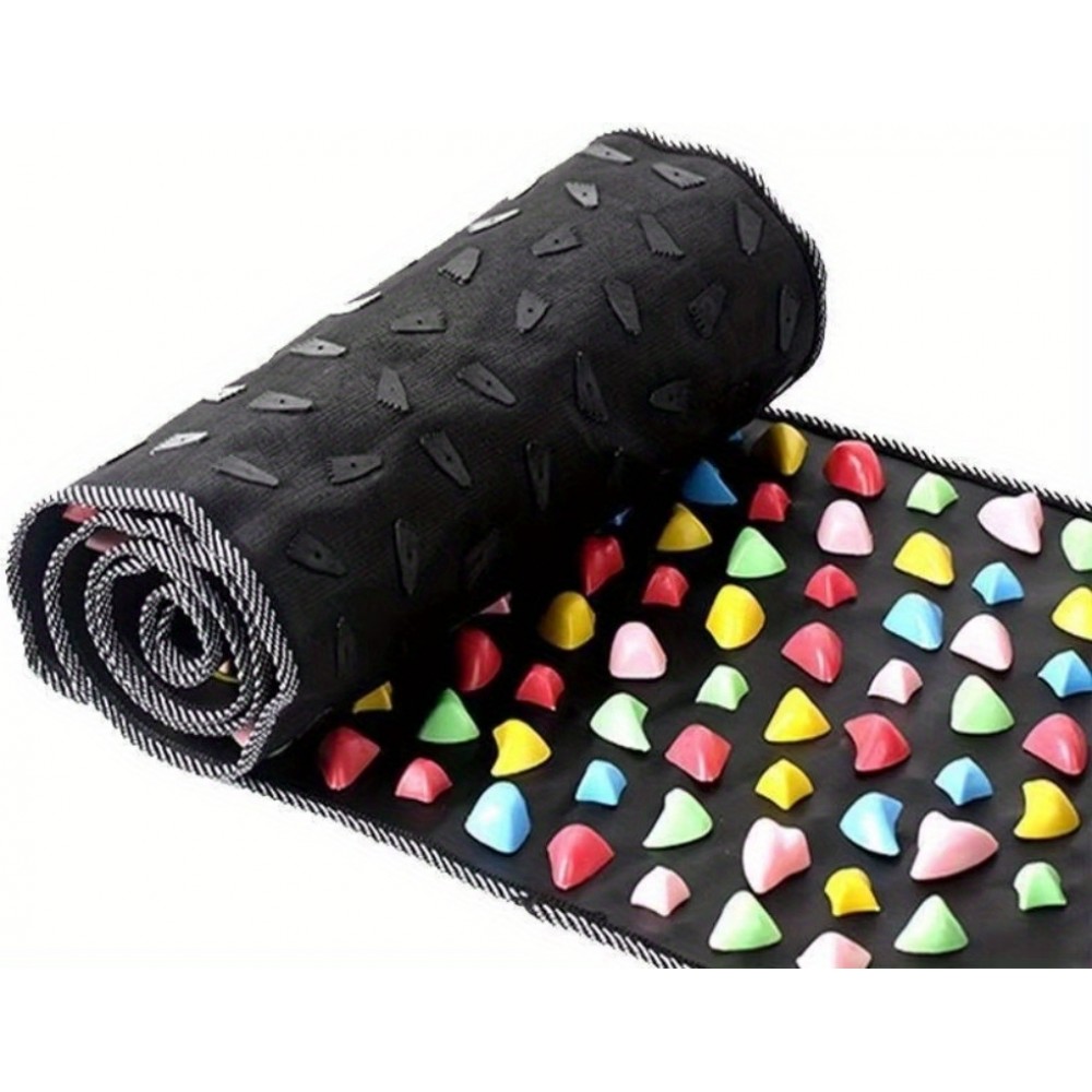 Tapis de massage pieds pliable pour acupuncture réflexologie circulation (120 x 35 cm) - Noir