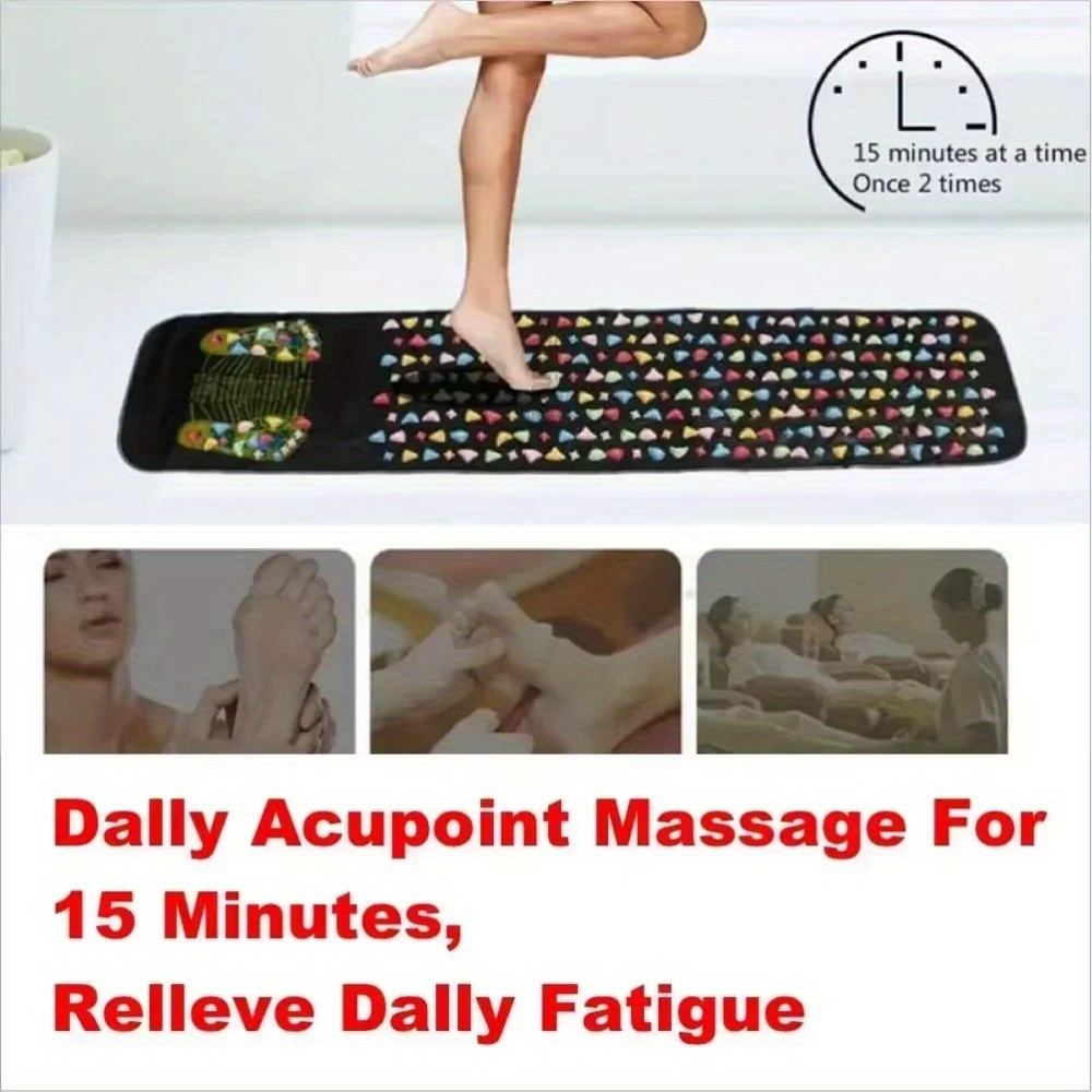 Tapis de massage pieds pliable pour acupuncture réflexologie circulation (120 x 35 cm) - Noir
