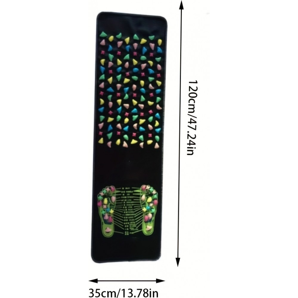 Tapis de massage pieds pliable pour acupuncture réflexologie circulation (120 x 35 cm) - Noir