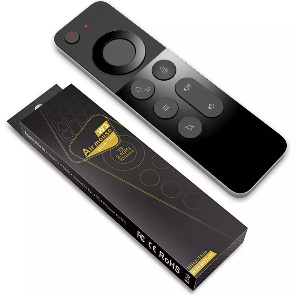 T&eacute;l&eacute;commande W3 Air Mouse Bluetooth 2.4G ultra-fine avec gyroscope et mini clavier pour Android TV Box/PC/Mac/Linux - Noir