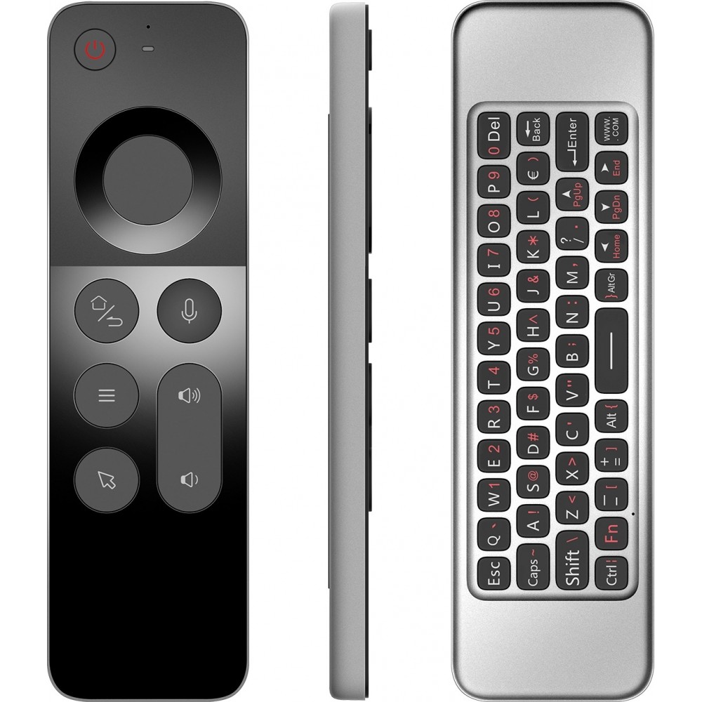 T&eacute;l&eacute;commande W3 Air Mouse Bluetooth 2.4G ultra-fine avec gyroscope et mini clavier pour Android TV Box/PC/Mac/Linux - Noir