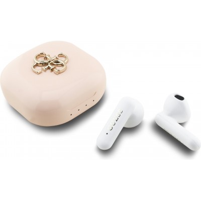 TWS Guess 4G Metal Logo &eacute;couteurs Bluetooth charge rapide 16h d'autonomie et assistant vocal - Rose