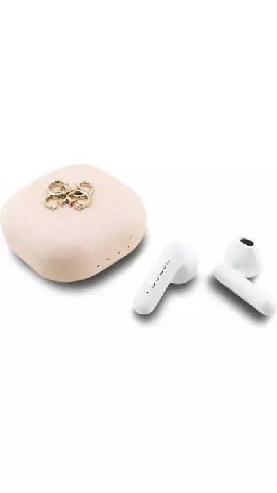 TWS Guess 4G Metal Logo écouteurs Bluetooth charge rapide 16h d'autonomie et assistant vocal - Rose