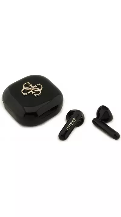 TWS Guess 4G Metal Logo écouteurs Bluetooth charge rapide 16h d'autonomie et assistant vocal - Noir