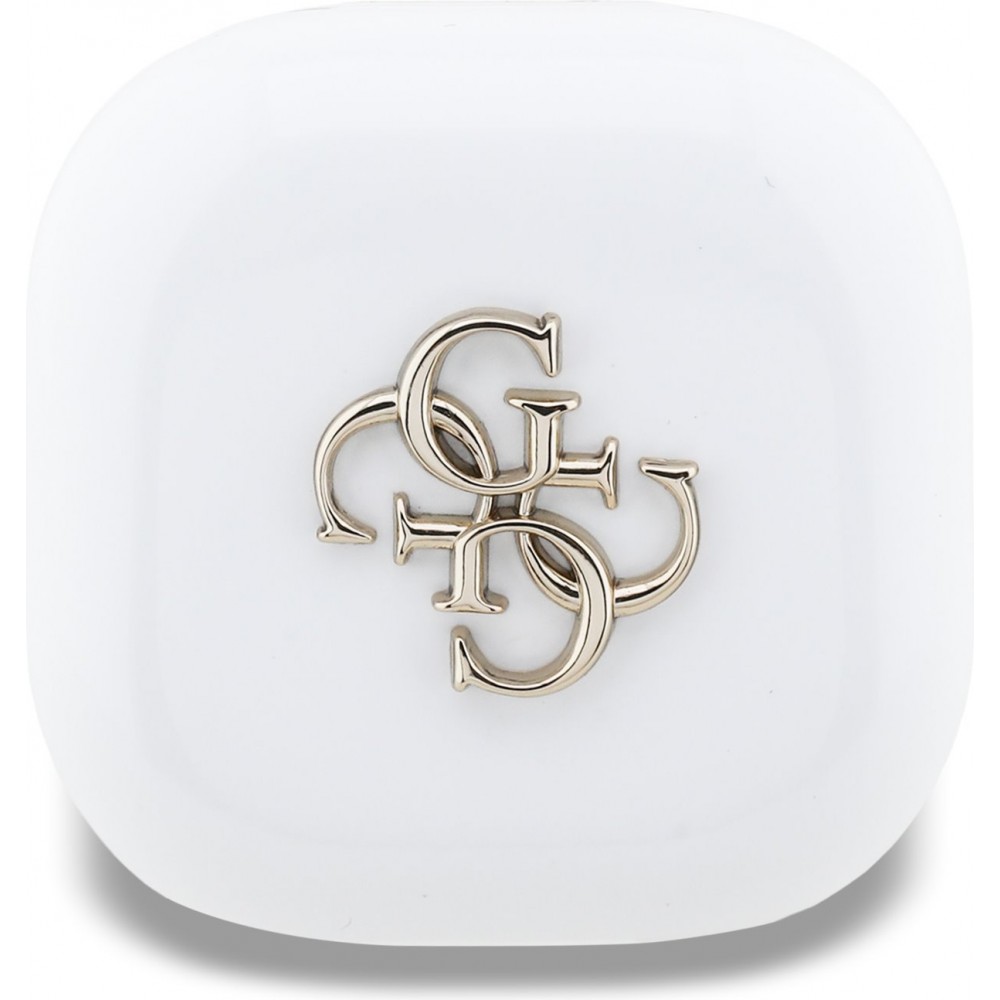 TWS Guess 4G Metal Logo écouteurs Bluetooth charge rapide 16h d'autonomie et assistant vocal - Blanc