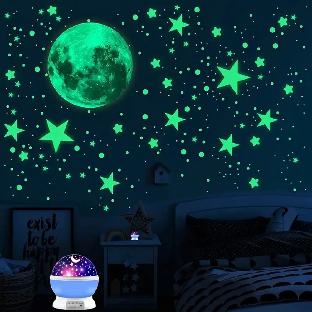 Sternenhimmel-Projektor Nachtlicht USB 12 Farben, 360° Drehung Stimmungslicht fürs Zimmer & Party - Blau