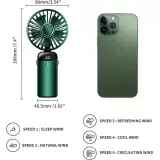 Mini tragbarer wiederaufladbarer LED-Lüfter mit digitalem Display 90° Drehung 5 Geschwindigkeiten leise - Blau