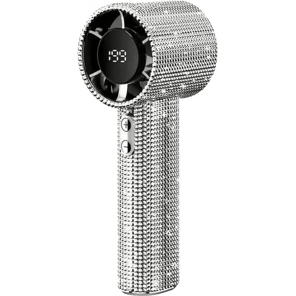 Ventilateur portable strass paillettes Turbofan (USB-C, 3 vitesses) - Argent