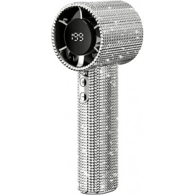 Ventilateur portable strass paillettes Turbofan (USB-C, 3 vitesses) - Argent