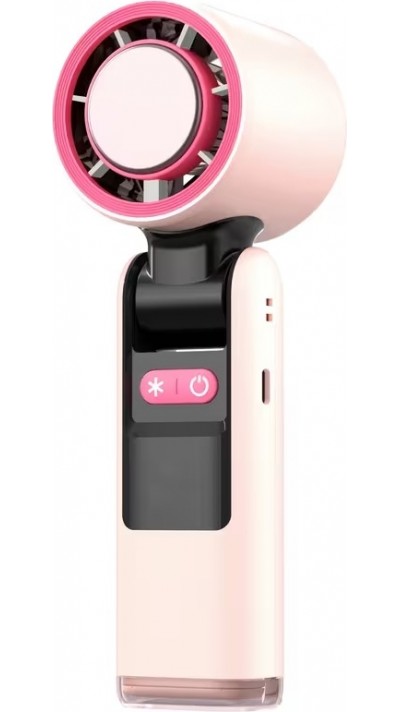 Ventilateur puissant à 4 vitesses portable rechargeable pliable avec batterie 4000mAh affichage digital - Rose
