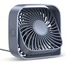 Ventilateur USB portable rotatif 360° silencieux et design à 3 vitesses - Gris