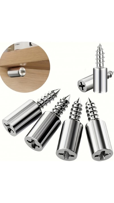Vis à bois supports d'étagère 2 en 1 (lot de 30 pièces) - Argent