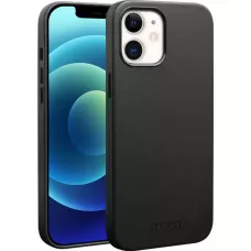 Coque iPhone 12 mini - Qialino cuir véritable (compatible MagSafe) - Noir