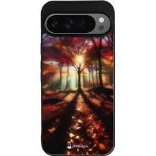 Coque Google Pixel 9 Pro XL - Silicone rigide noir Automne doré glare