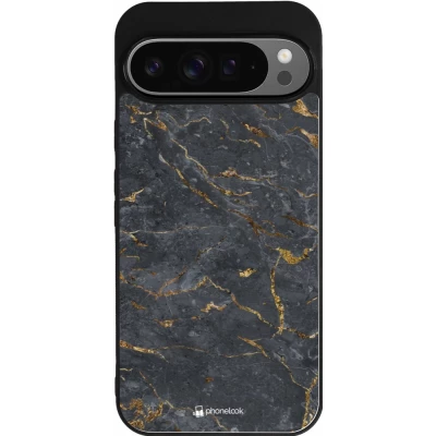 Coque Google Pixel 9 Pro XL - Silicone rigide noir Grey Gold Marble