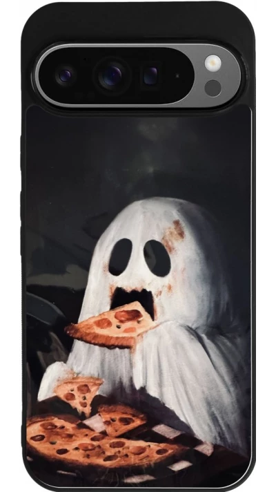 Google Pixel 9 Pro XL Case Hülle - Silikon schwarz Halloween 2026 Ghost eating pizza