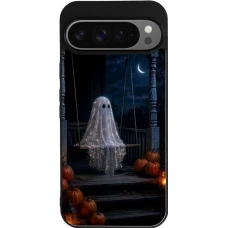 Google Pixel 9 Pro XL Case Hülle - Silikon schwarz Halloween 2026 Ghost on a swing