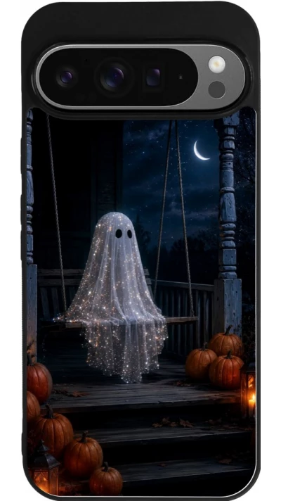 Google Pixel 9 Pro XL Case Hülle - Silikon schwarz Halloween 2026 Ghost on a swing