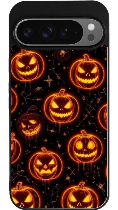 Google Pixel 9 Pro XL Case Hülle - Silikon schwarz Halloween 2026 Pattern Pumpkins