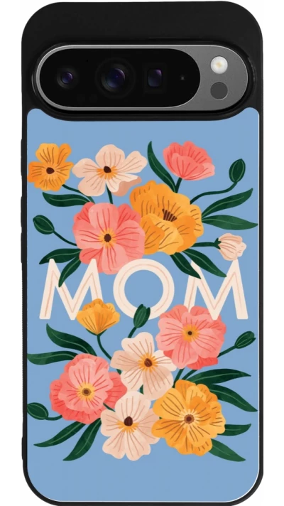 Google Pixel 9 Pro XL Case Hülle - Silikon schwarz Mom 2026 Flowers