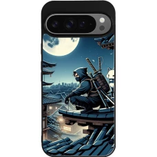 Google Pixel 9 Pro XL Case Hülle - Silikon schwarz Ninja unter dem Mond
