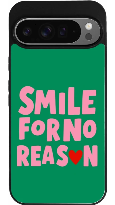 Coque Google Pixel 9 Pro XL - Silicone rigide noir Smile for no reason 2026