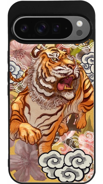 Coque Google Pixel 9 Pro XL - Silicone rigide noir Spring 23 japanese tiger