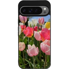 Google Pixel 9 Pro XL Case Hülle - Silikon schwarz Tulips Spring 2026