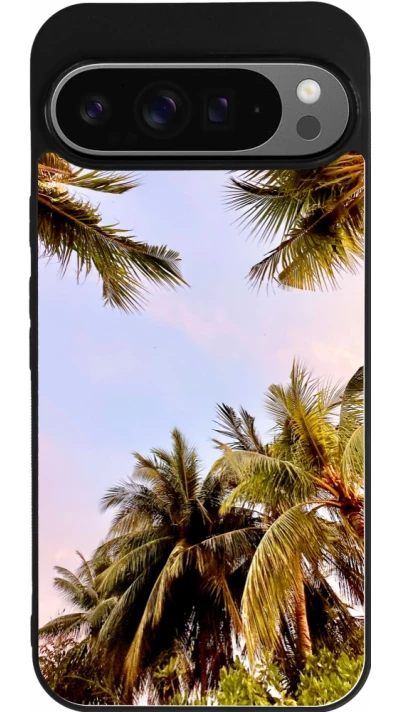 Coque Google Pixel 9 Pro XL - Silicone rigide noir Summer 2023 palm tree vibe
