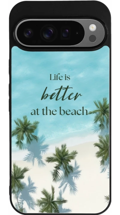 Coque Google Pixel 9 Pro XL - Silicone rigide noir Summer 2025 Life is better at the beach