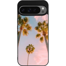 Coque Google Pixel 9 Pro XL - Silicone rigide noir Summer 2025 Palmiers