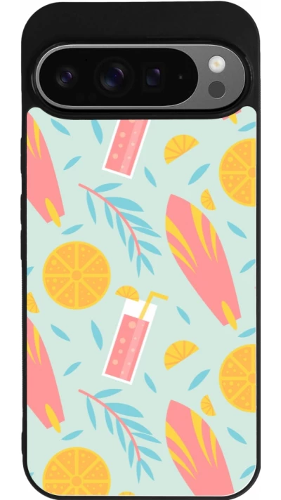 Coque Google Pixel 9 Pro XL - Silicone rigide noir Summer 2025 Pattern citron