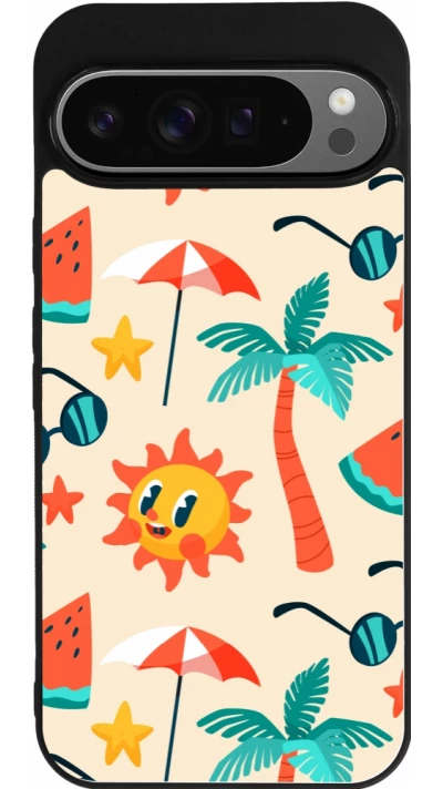 Coque Google Pixel 9 Pro XL - Silicone rigide noir Summer 2025 Pattern soleil