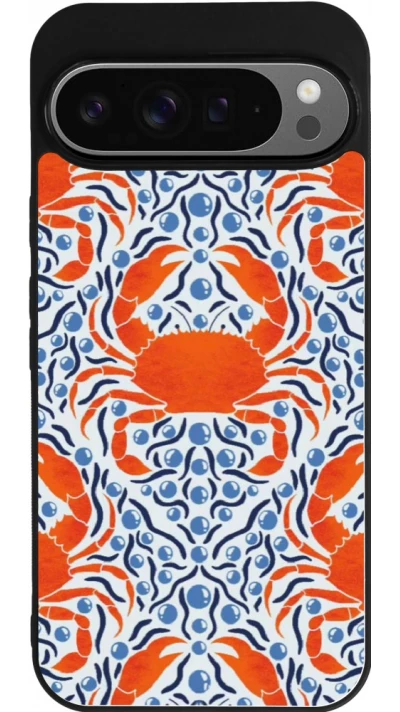 Coque Google Pixel 9 Pro XL - Silicone rigide noir Crabs and pearls Summer 2026