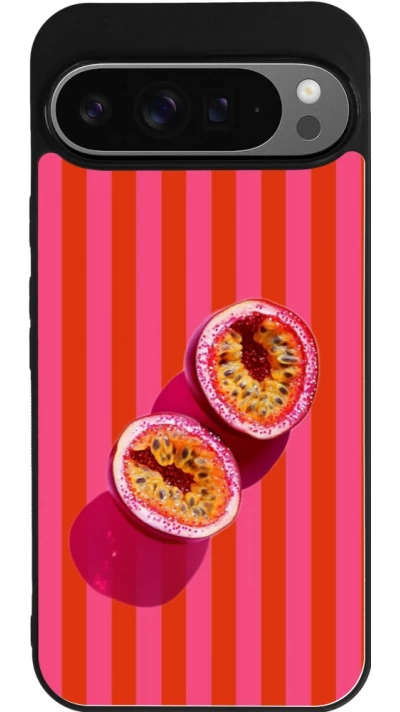 Coque Google Pixel 9 Pro XL - Silicone rigide noir Passion fruit Summer 2026