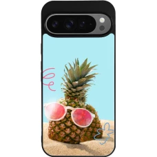 Google Pixel 9 Pro XL Case Hülle - Silikon schwarz Pineapple with glasses Summer 2026