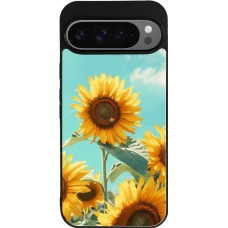 Google Pixel 9 Pro XL Case Hülle - Silikon schwarz Sunflowers Summer 2026