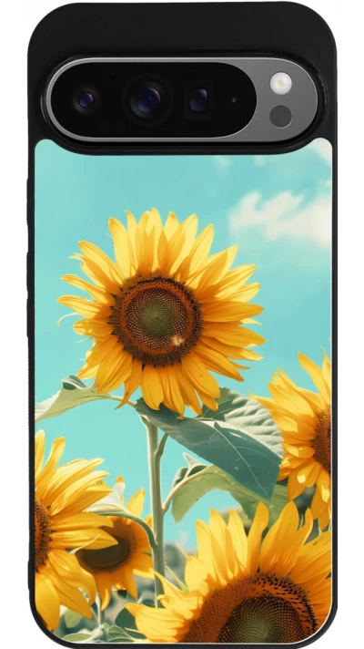 Coque Google Pixel 9 Pro XL - Silicone rigide noir Sunflowers Summer 2026