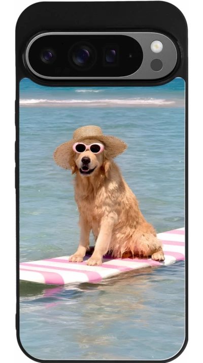 Coque Google Pixel 9 Pro XL - Silicone rigide noir Summer Dog on Paddle