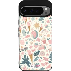 Google Pixel 9 Pro XL Case Hülle - Silikon schwarz Sommer Pink Muster