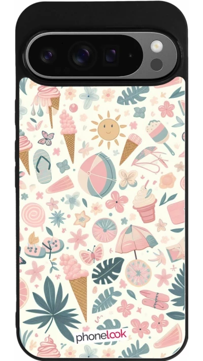 Coque Google Pixel 9 Pro XL - Silicone rigide noir Summer Pink Pattern