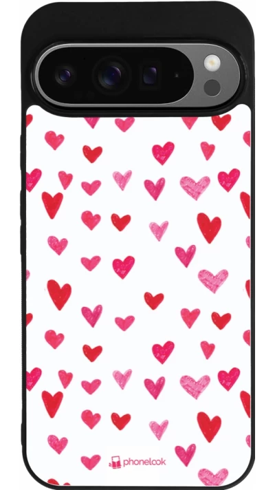 Coque Google Pixel 9 Pro XL - Silicone rigide noir Valentine 2022 Many pink hearts