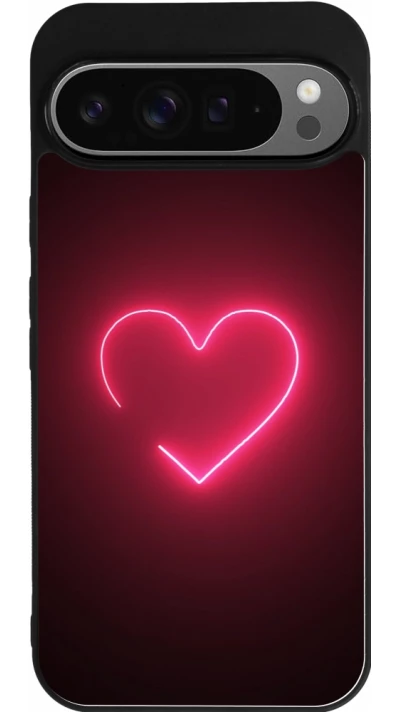 Google Pixel 9 Pro XL Case Hülle - Silikon schwarz Valentine 2023 single neon heart