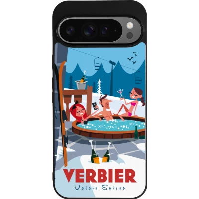 Google Pixel 9 Pro XL Case Hülle - Silikon schwarz Verbier Mountain Jacuzzi