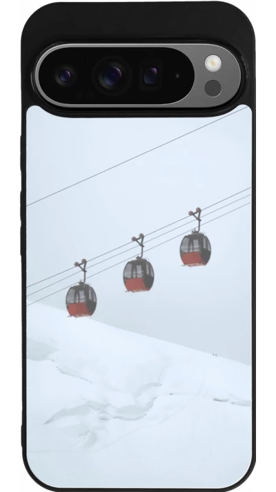 Coque Google Pixel 9 Pro XL - Silicone rigide noir Winter 22 ski lift