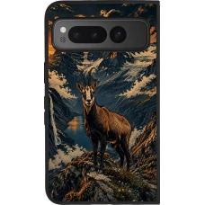 Google Pixel Fold Case Hülle - Silikon schwarz Linocut Gämse