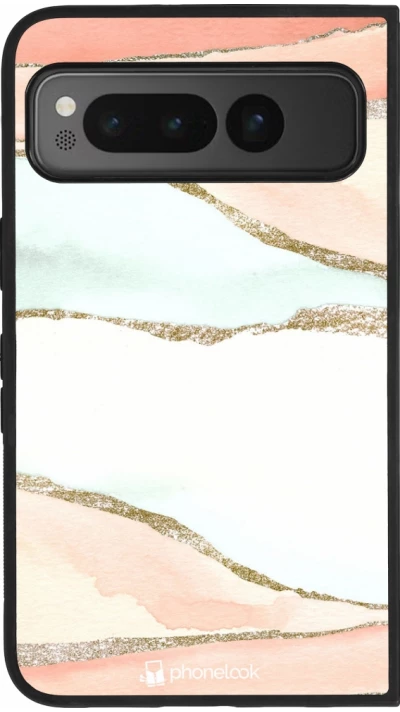 Google Pixel Fold Case Hülle - Silikon schwarz Shimmering Orange