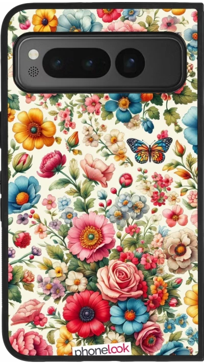 Google Pixel Fold Case Hülle - Silikon schwarz Spring 25 fruehling bluetend