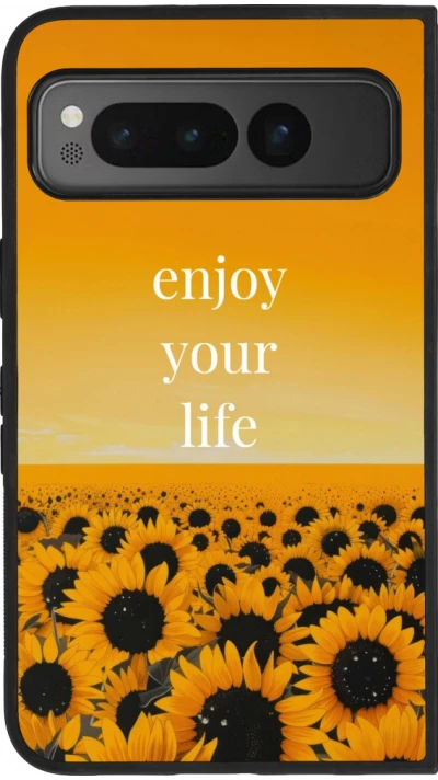 Google Pixel Fold Case Hülle - Silikon schwarz Summer 2026 Enjoy your life