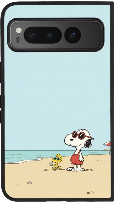 Google Pixel Fold Case Hülle - Silikon schwarz Snoopy on the beach Summer 2026